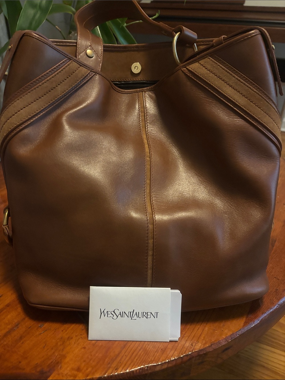 Yves Saint Laurent Chestnut Brown Leather Shoulder Tote
